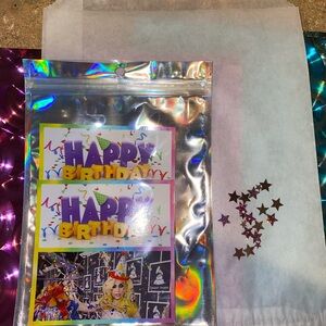 Yellow and Purple Party Favor Supplies with Festive Decorations